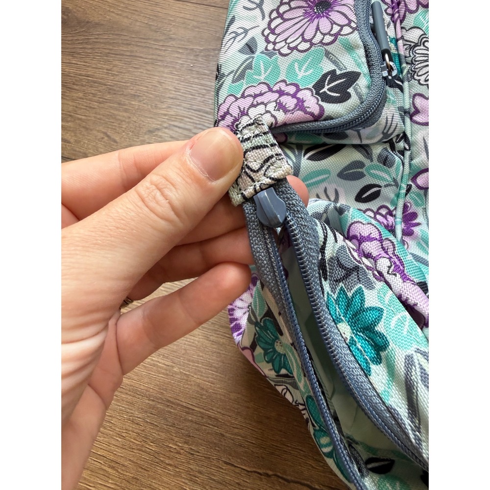 Vera Bradley Floral diaper bag Backpack Mint Purple Teal Canvas Multi-Pocket - Picture 6 of 16